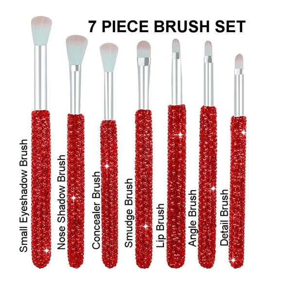 NEW Sparkling Crystal Rhinestone Bling Red Stocking Stuffers Makeup Brus… - Picture 2 of 9